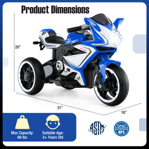 Kids Ride on Motorcycle 6V Battery Powered Mini Electric Motorbike with LED Lights