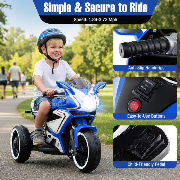 Kids Ride on Motorcycle 6V Battery Powered Mini Electric Motorbike with LED Lights