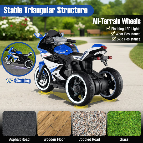 Kids Ride on Motorcycle 6V Battery Powered Mini Electric Motorbike with LED Lights