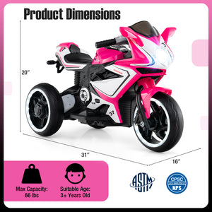 Kids Ride on Motorcycle 6V Battery Powered Mini Electric Motorbike with LED Lights