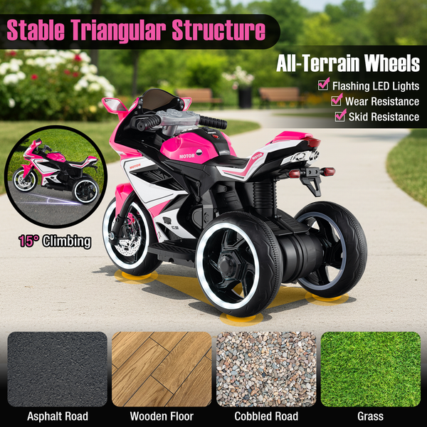 Kids Ride on Motorcycle 6V Battery Powered Mini Electric Motorbike with LED Lights
