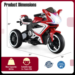 Kids Ride on Motorcycle 6V Battery Powered Mini Electric Motorbike with LED Lights