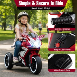 Kids Ride on Motorcycle 6V Battery Powered Mini Electric Motorbike with LED Lights
