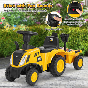 Kids Ride on Tractor Licensed Caterpillar with Detachable Trailer No Power