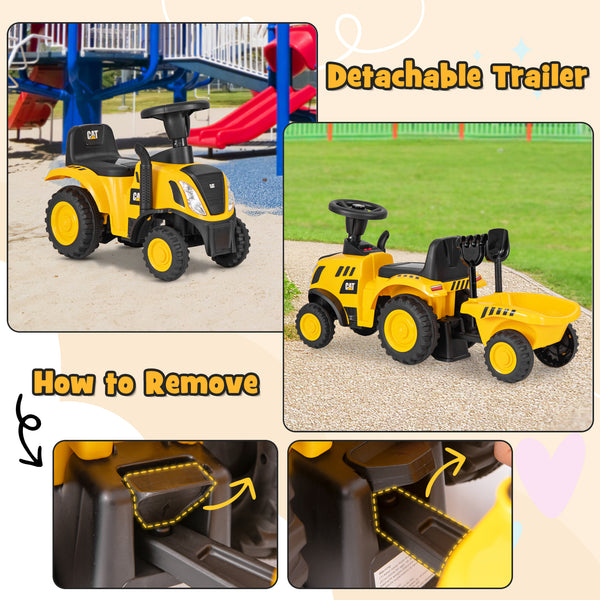 Kids Ride on Tractor Licensed Caterpillar with Detachable Trailer No Power