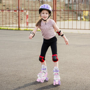 Kids Roller Skates 4 Sizes Adjustable Quad Skates with Light-up Wheels