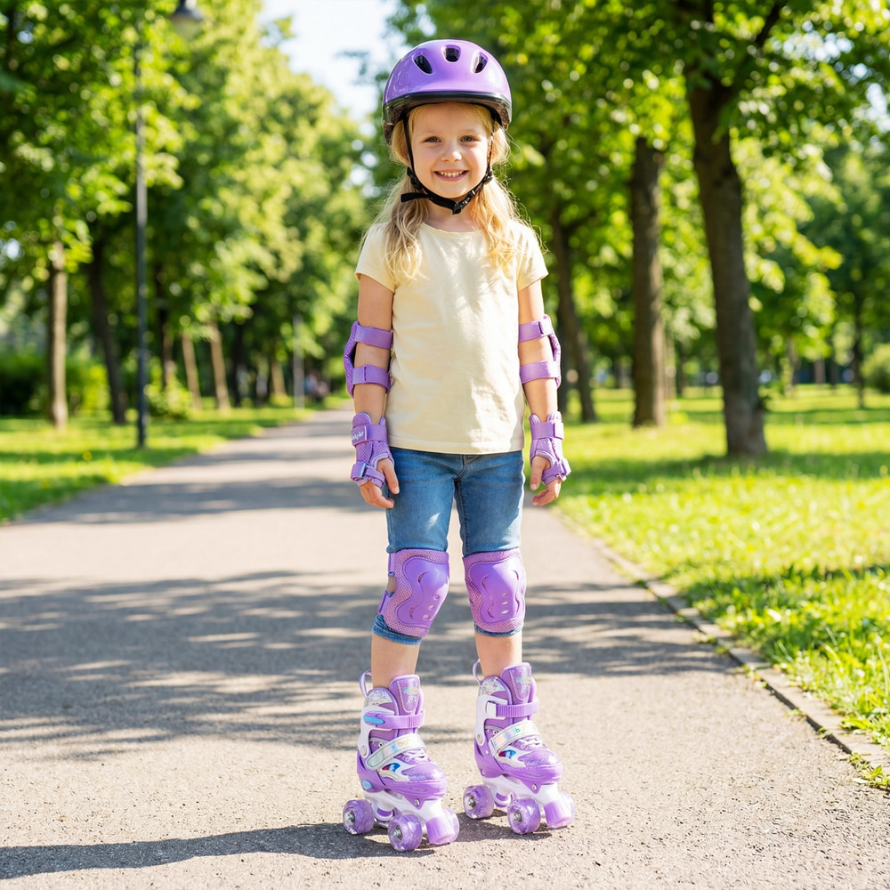 Kids Roller Skates 4 Sizes Adjustable with Light-up Wheels for Toddler Aged 5-7 (S)