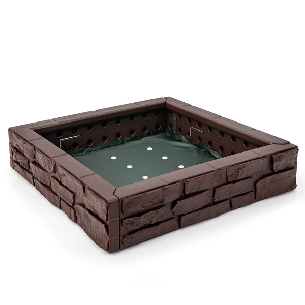 2-In-1 HDPE Kids Sandbox with Cover and Bottom Liner - Wooden