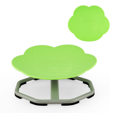 Kids sensory swivel chair in green with cat claw design, 360° spin, non-slip metal base for safe seating.