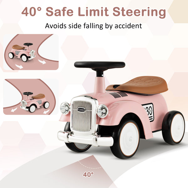 Kids Sit to Stand Vehicle with Working Steering Wheel and Under Seat Storage