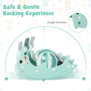 3-in-1 Kids Slide Rocking Horse Set Convertible Toddler Slide with Basketball Hoop