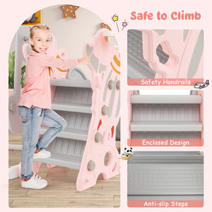 4-in-1 Kids Slide and Swing Set with Basketball Hoop