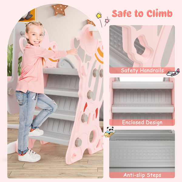 4-in-1 Kids Slide and Swing Set with Basketball Hoop