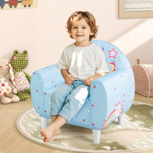 Kids Sofa with Breathable Spandex Fabric and High-density Sponge Filling for Boys and Girls-Blue