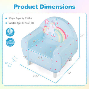 Kids Sofa with Breathable Spandex Fabric and High-density Sponge Filling for Boys and Girls-Blue