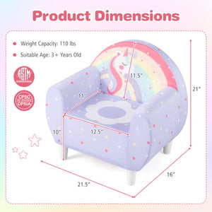 Purple kids sofa with breathable spandex fabric and high-density sponge filling for boys and girls, angle view 5.
