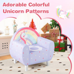 Purple kids sofa with breathable spandex fabric and high-density sponge filling for boys and girls, angled view.