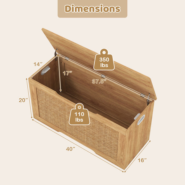 Kids Storage Bench 40 Inch Toy Box with Flip Top and Handles