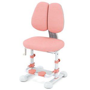 Kids Study Chair with Adjustable Double Backrest and Footrest-Pink