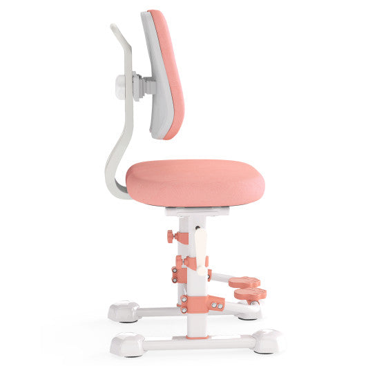 Kids Study Chair with Adjustable Double Backrest and Footrest-Pink