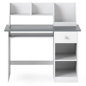 Kids Study Desk with Hutch, Drawer & Shelves