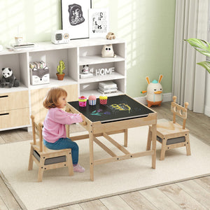 Kids Table and Chairs Set with Reversible Whiteboard-Robot-shaped