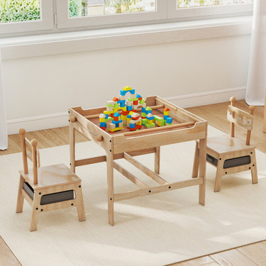 Kids Table and Chairs Set with Reversible Whiteboard-Robot-shaped