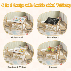 Kids Table and Chairs Set with Reversible Whiteboard-Robot-shaped