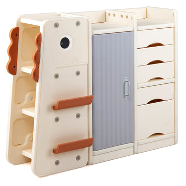 Kids Toy Storage Organizer with 5 Removable Bins for Playroom-Beige