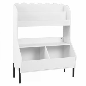 Kids Toy Storage Organizer Wooden Montessori Bookshelf with 2 Storage Bins