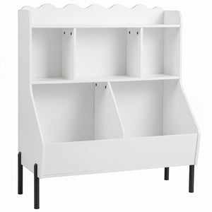 Kids Toy Storage Organizer Wooden Montessori Bookshelf with 5 Storage Cubes