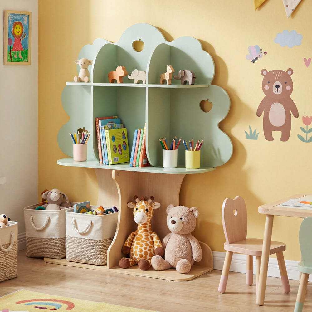 Kids Tree Bookshelf 45" Tall Freestanding Bookcase with Open Shelves