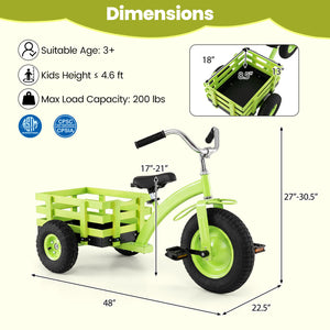 Kids Tricycle with 15 Inch Inflatable Rubber Tires