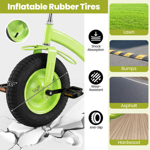 Kids Tricycle with 15 Inch Inflatable Rubber Tires