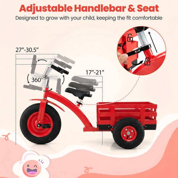 Kids Tricycle with 15 Inch Inflatable Rubber Tires