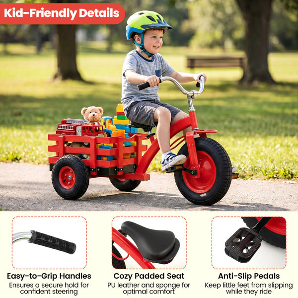 Kids Tricycle with 15 Inch Inflatable Rubber Tires