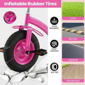 Kids Tricycle with 15 Inch Inflatable Rubber Tires