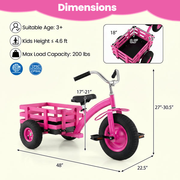 Kids Tricycle with 15 Inch Inflatable Rubber Tires