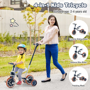 4-in-1 Kids Trike Bike with Adjustable Parent Push Handle and Seat Height