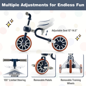 4-in-1 Kids Trike Bike with Adjustable Parent Push Handle and Seat Height