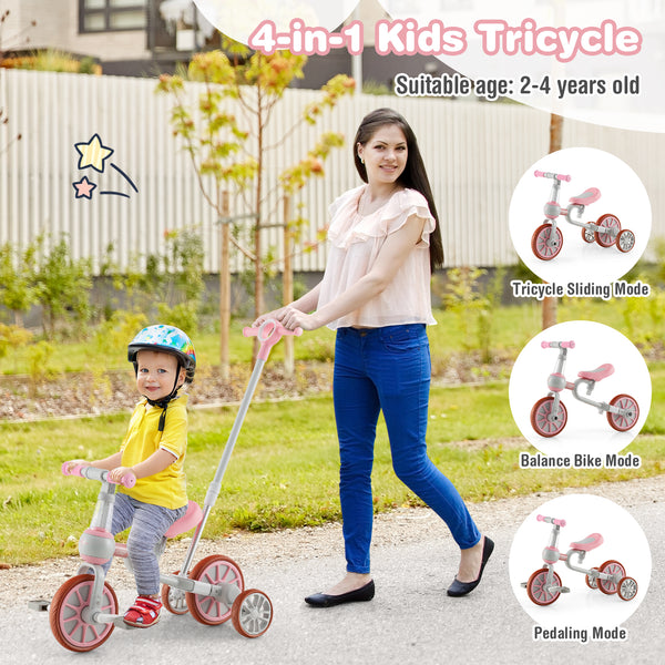 4-in-1 Kids Trike Bike with Adjustable Parent Push Handle and Seat Height
