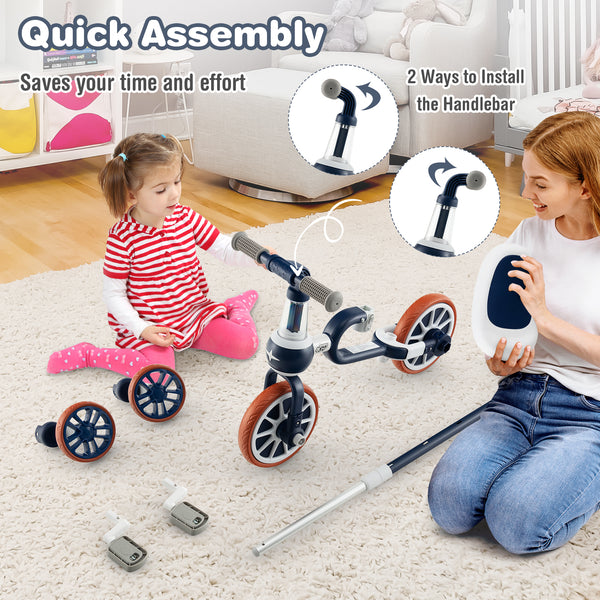 4-in-1 Kids Trike Bike with Adjustable Parent Push Handle and Seat Height