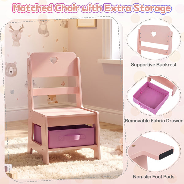 Kids Vanity Set with Colorful LED Lights and Jewelry Stand for Toddlers