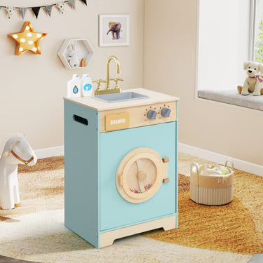Kids Washer Playset Toy Washing Machine with Laundry Detergent for Babies