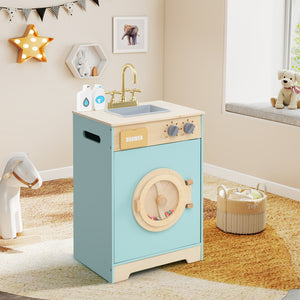 Kids Washer Playset Toy Washing Machine with Laundry Detergent for Babies
