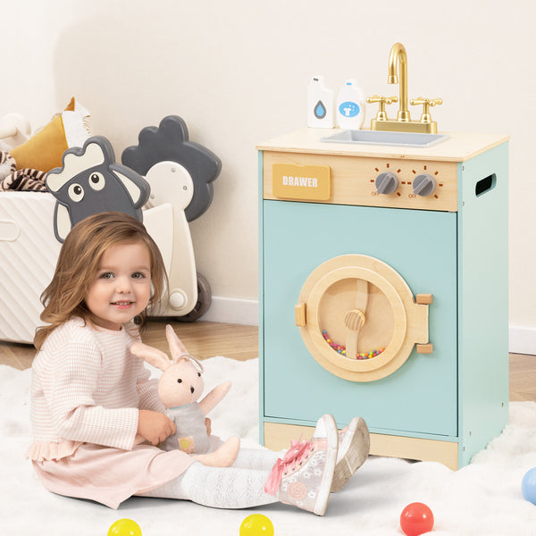 Kids Washer Playset Toy Washing Machine with Laundry Detergent for Babies