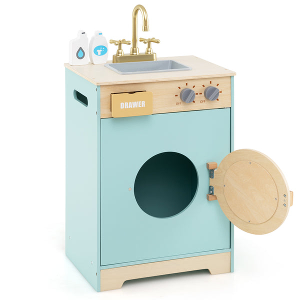 Kids Washer Playset Toy Washing Machine with Laundry Detergent for Babies