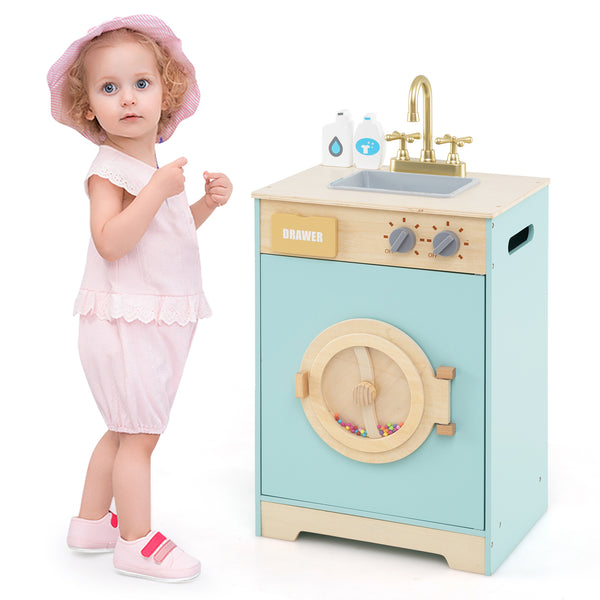 Kids Washer Playset Toy Washing Machine with Laundry Detergent for Babies