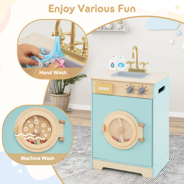 Kids Washer Playset Toy Washing Machine with Laundry Detergent for Babies