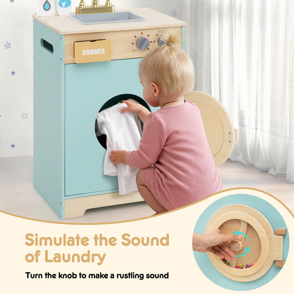 Kids Washer Playset Toy Washing Machine with Laundry Detergent for Babies